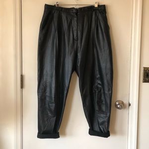 Vintage Toffs High Rise Leather Black Pants Sz 18